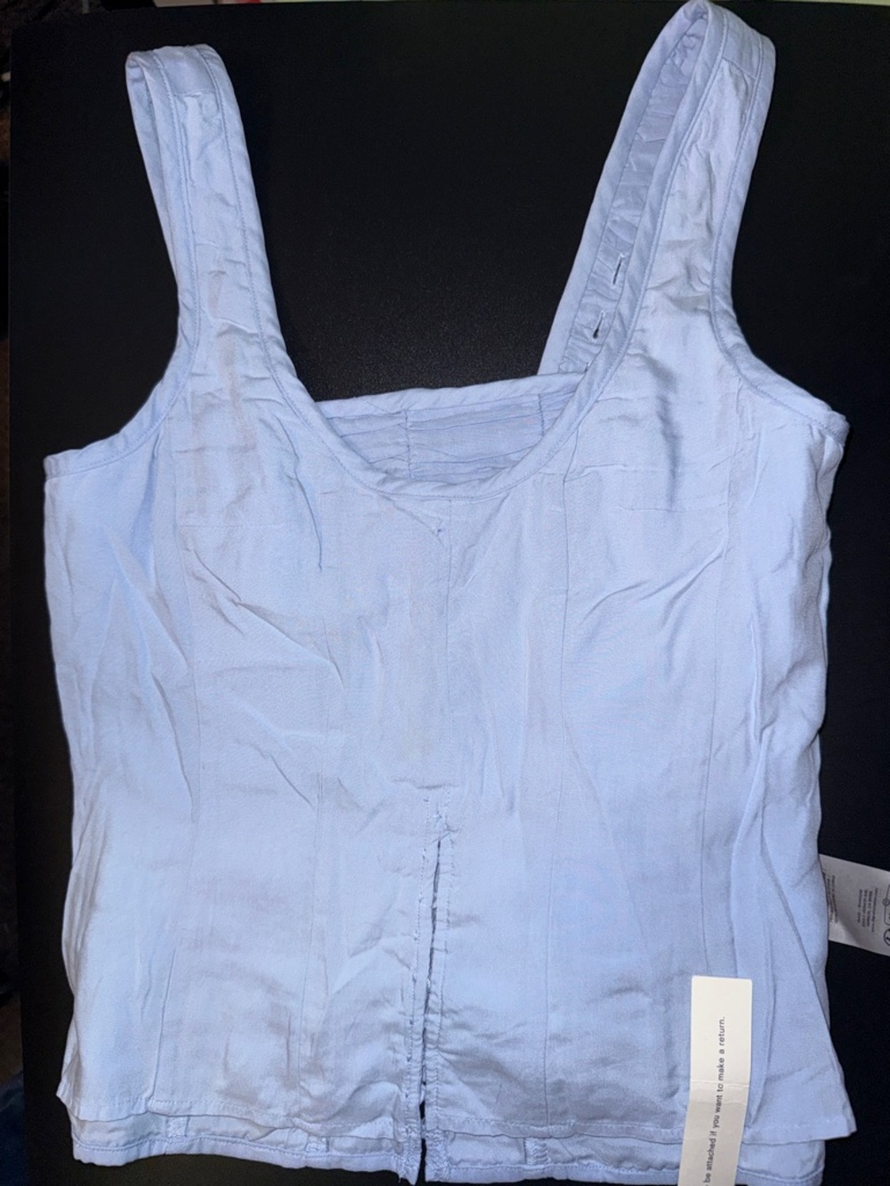 Light Blue Ruched Button-Front Tank Top - Picture 9 of 16